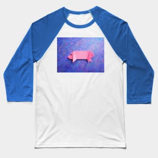 Pink origami pig Baseball T-Shirt